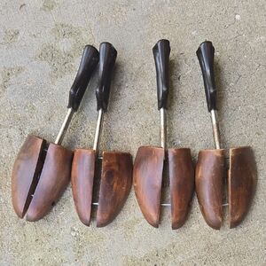 Classic Brown Wooden Shoe Trees with Black Handles - Men’s Shoe Care